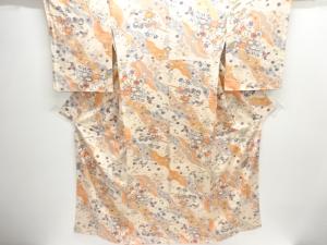 道長取りに花鳥模様小紋着物